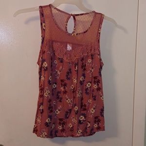 Floral with lace tang top